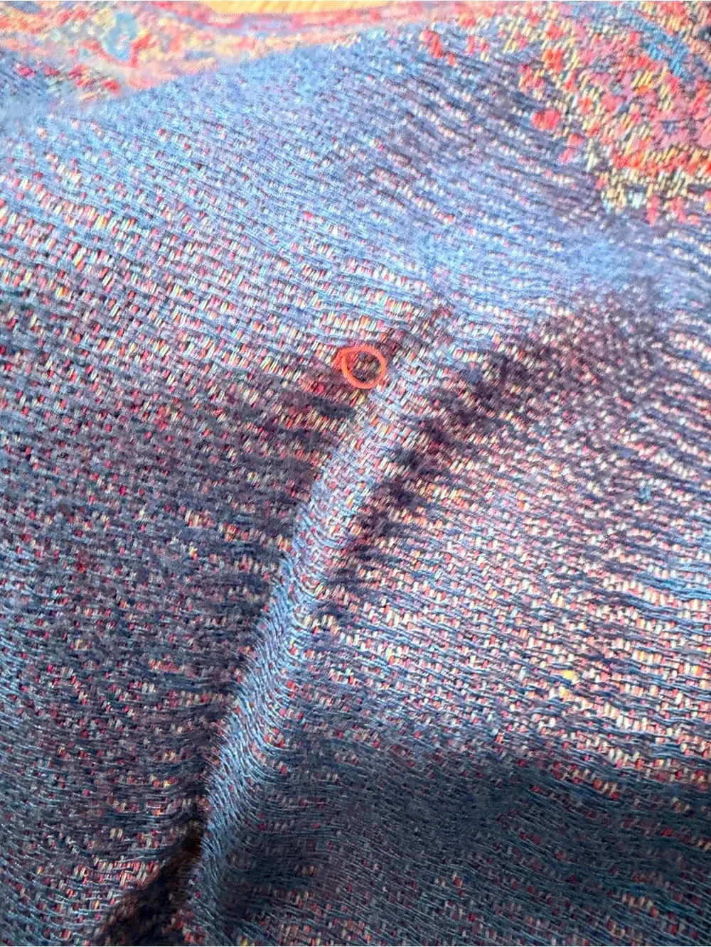 Pashmina Silk Scarf Paisley Fringe Scarf in Blue and Purple